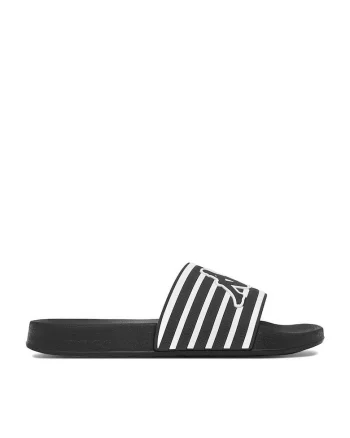 Papuci dama  negru, sintetic, Alb/Negru