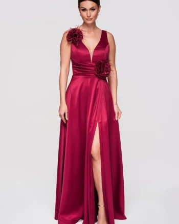 Rochie de seara maxi  LA-OM-DLR269, Visiniu