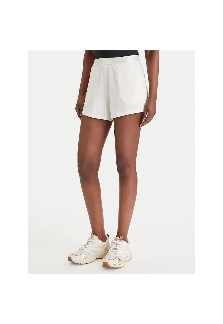 Pantaloni sport dama,  alb, 62% poliester, 33% viscoza, 5% elastan