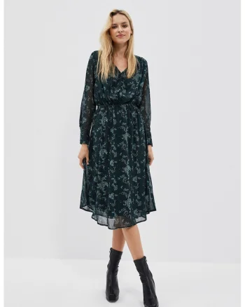 Rochie cu imprimeu smarald, Verde