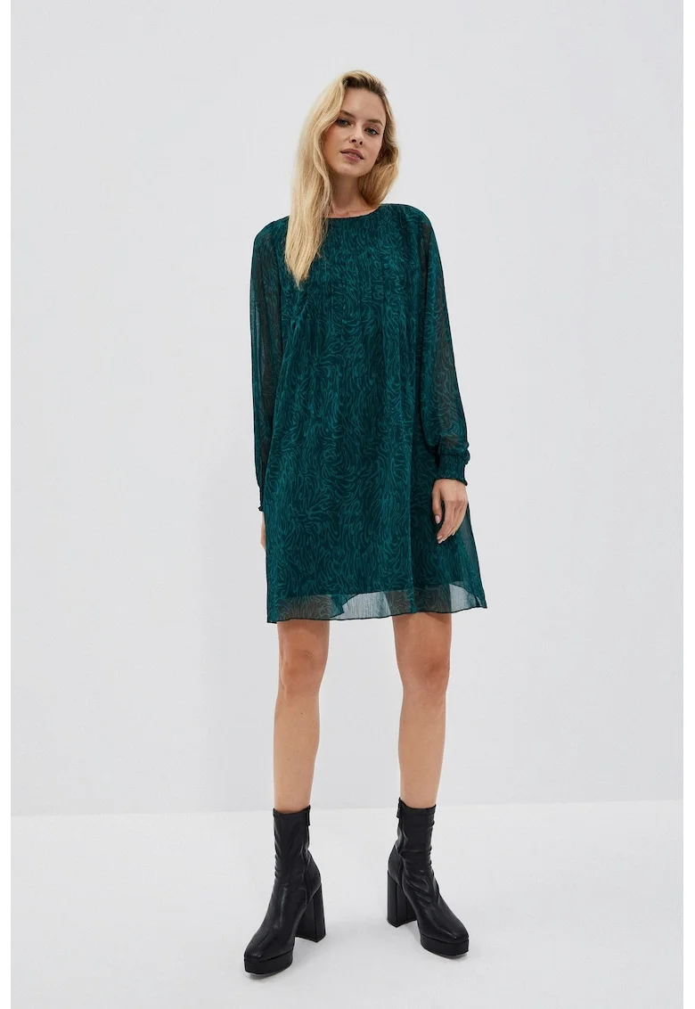 Rochie mini maneci bufante verde smarald, Verde