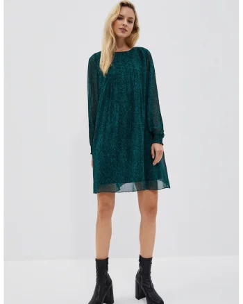 Rochie mini maneci bufante verde smarald, Verde