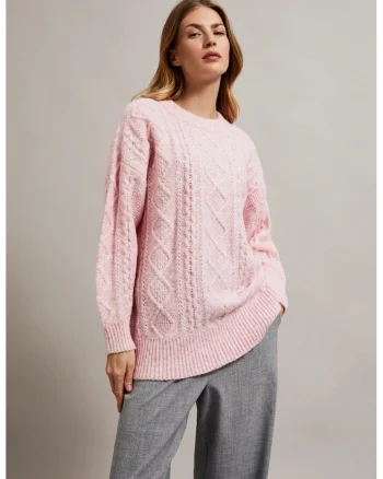 Pulover roz cu croi lejer, Rose Symphonic
