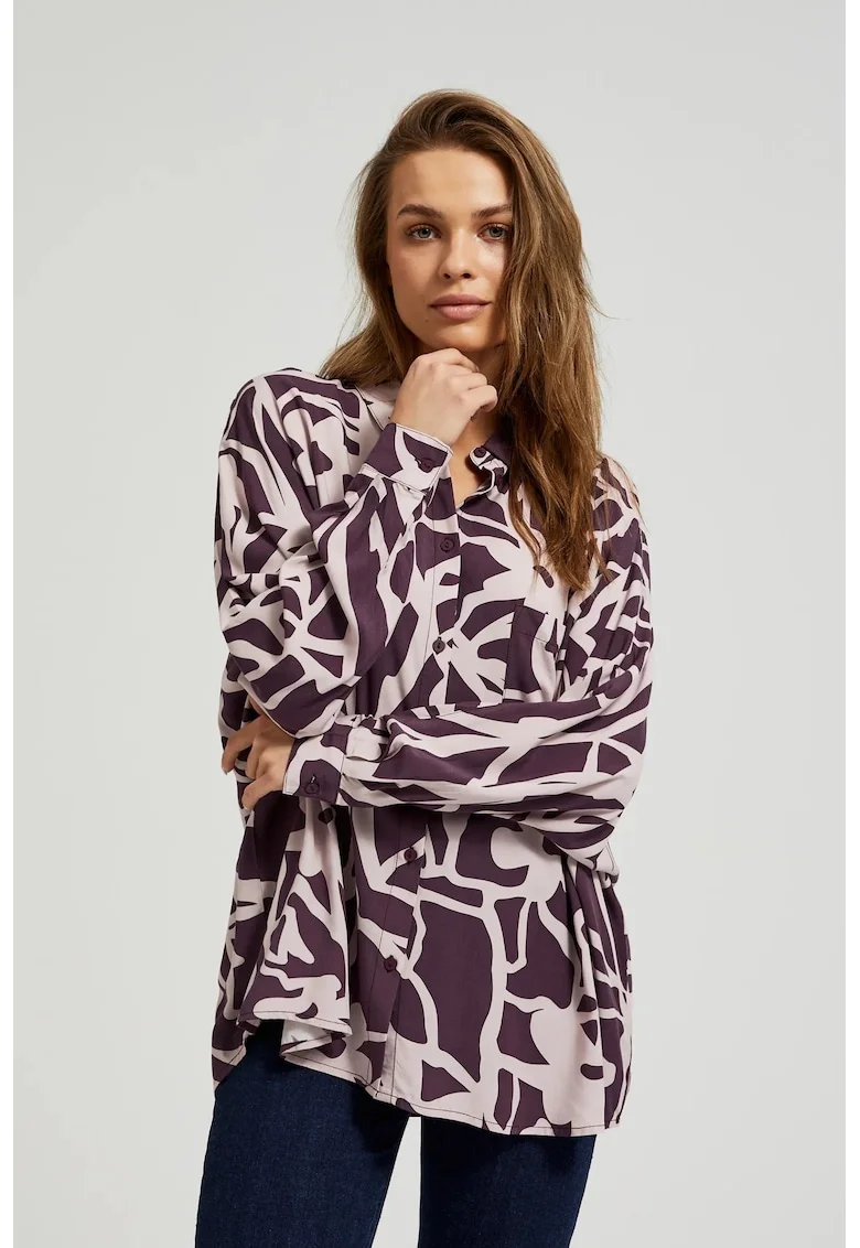 Camasa din Vascoza cu Model Violet, Lila
