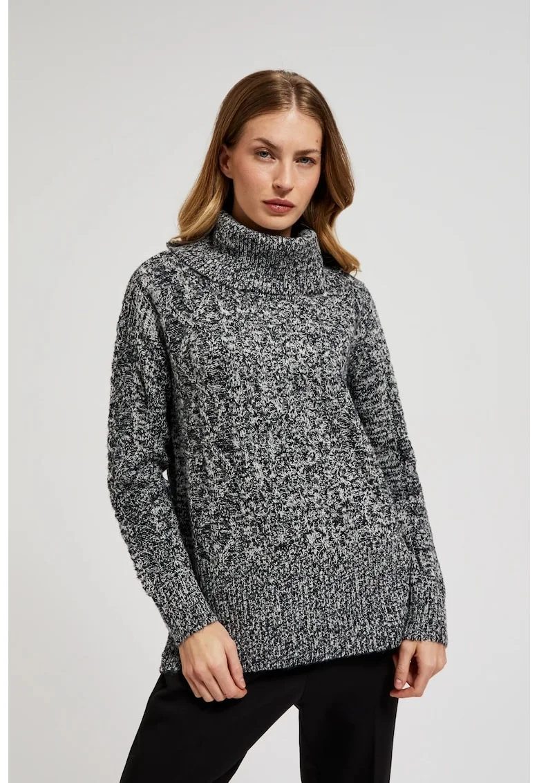 Pulover negru cu guler gros, Negru