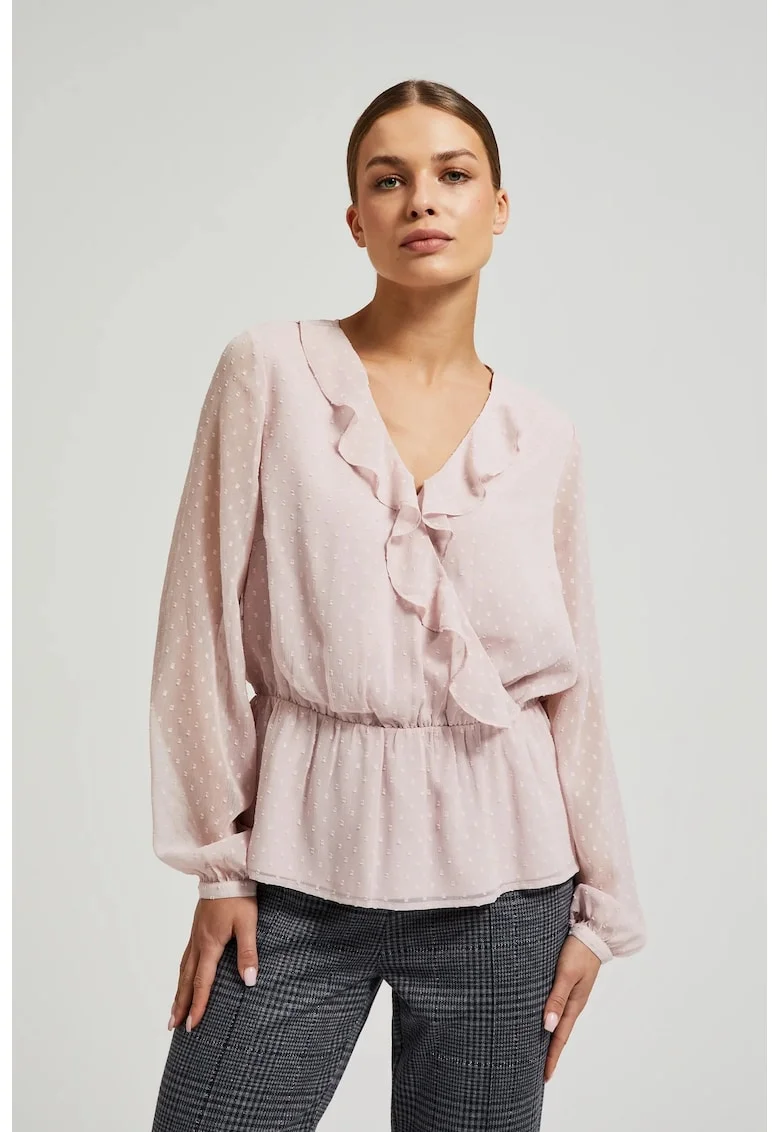 Bluza roz cu volane si maneci bufante, Rose Symphonic