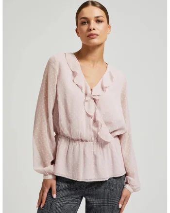 Bluza roz cu volane si maneci bufante, Rose Symphonic