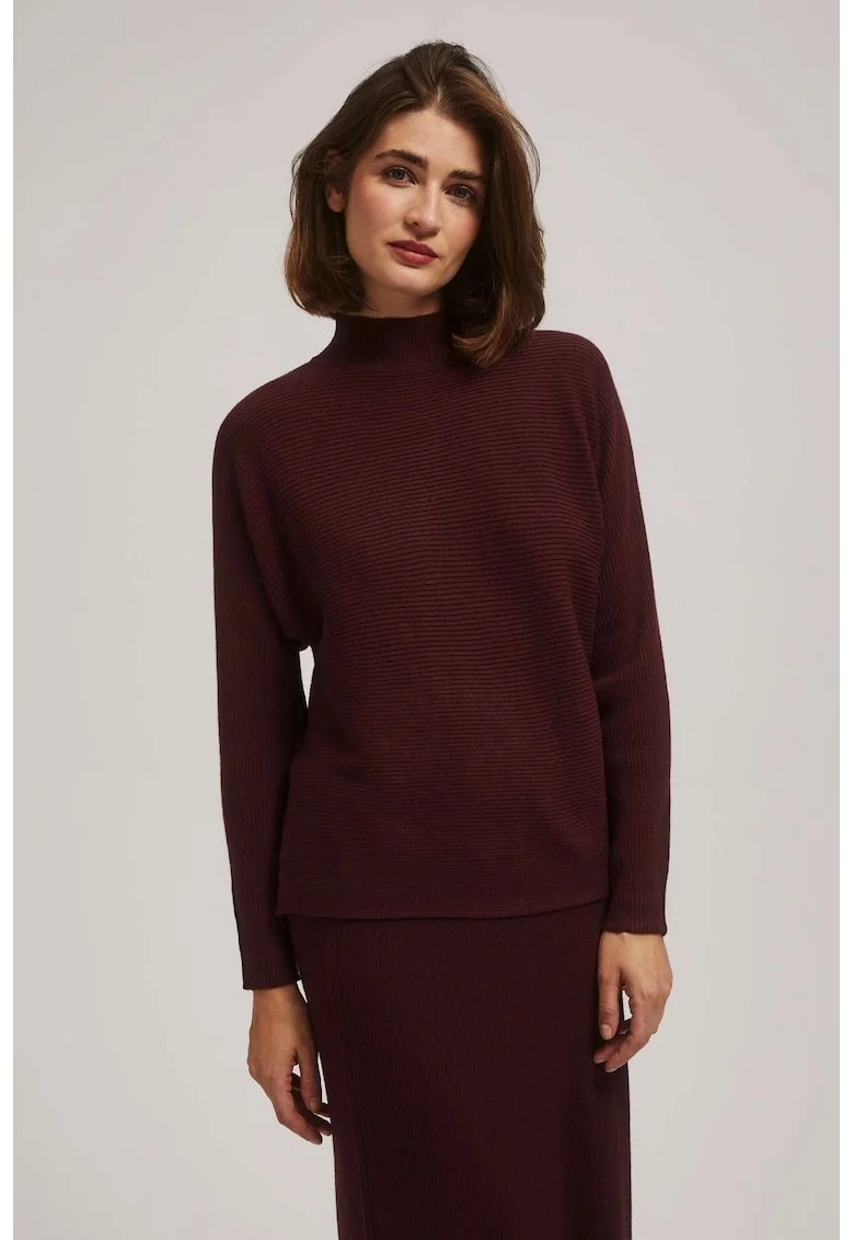 Pulover tip batwing cu guler, Maro