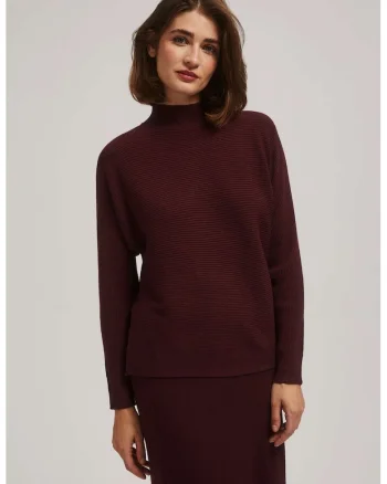 Pulover tip batwing cu guler, Maro
