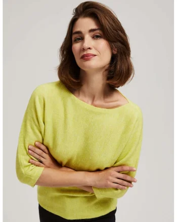 Pulover cu maneca 3/4 lime, Verde