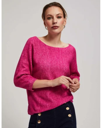 Pulover fucsia cu maneca 3/4, Rose Symphonic