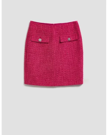 Fustă  fucsia poliester, cu decorative, Roz lucios