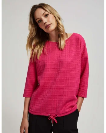 Pulover fucsia cu maneci bufante