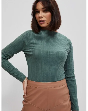 Top din tricot cu striatii masliniu, Kaki