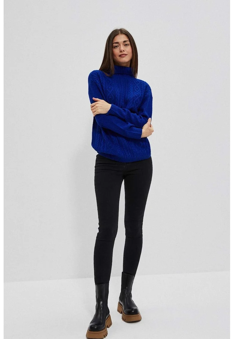 Pulover din tricot gros  Z-SW-3914, Bleumarin