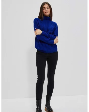 Pulover din tricot gros  Z-SW-3914, Bleumarin