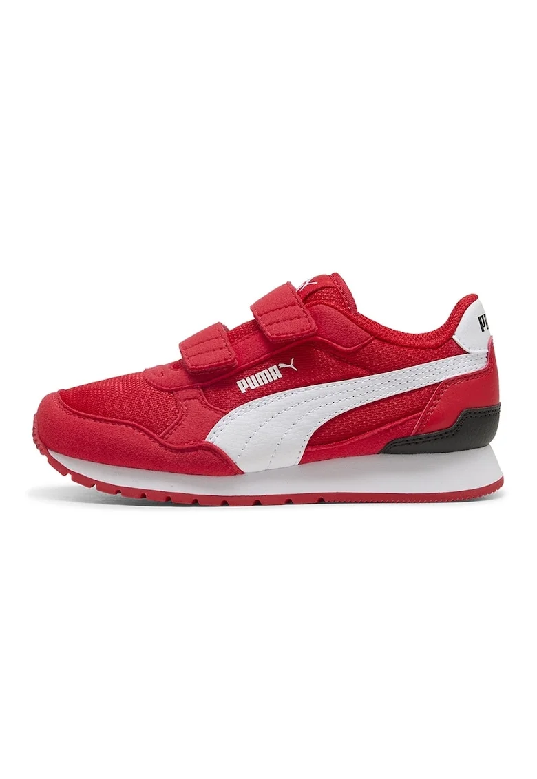 Pantofi sport ST Runner v4 cu bareta velcro si insertii de plasa, Rosu/Alb/Negru