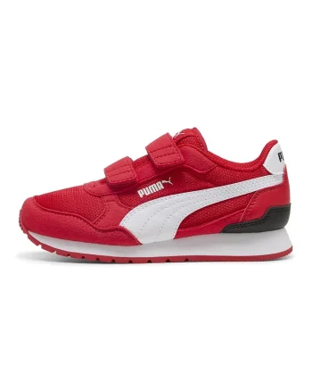 Pantofi sport ST Runner v4 cu bareta velcro si insertii de plasa, Rosu/Alb/Negru