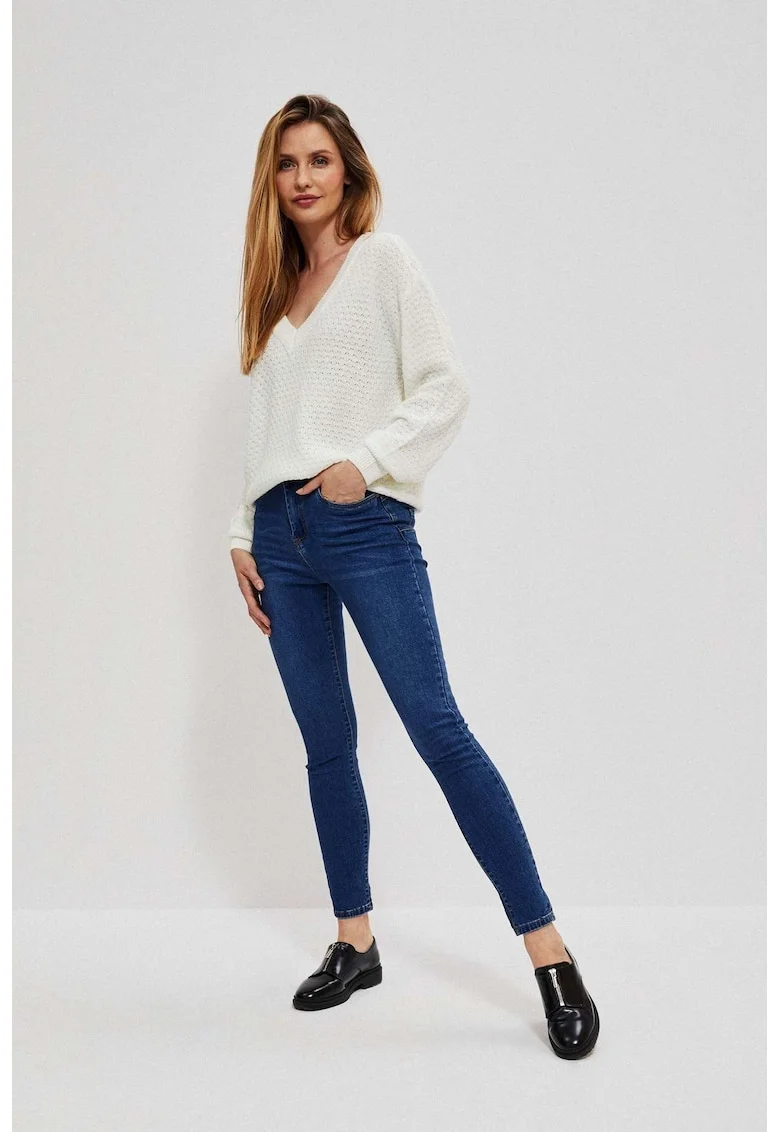 Jeansi skinny talie medie, bleumarin, Albastru