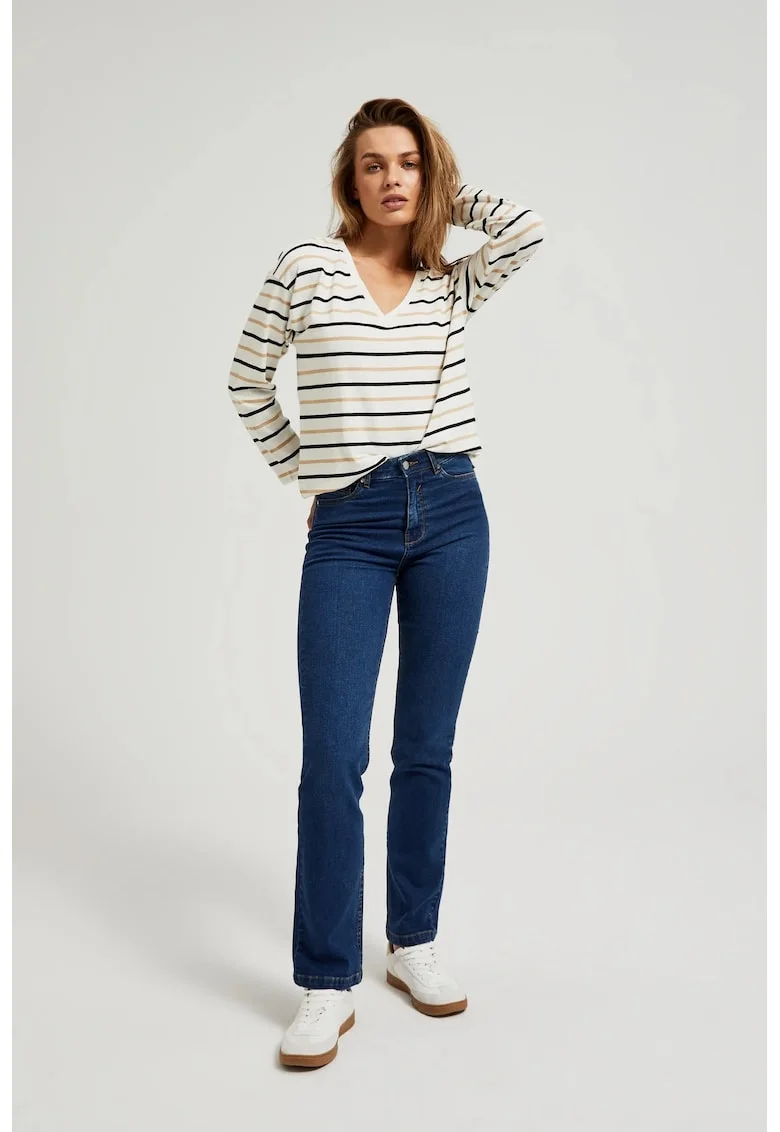Jeansi din denim drepti, albastri, Albastru