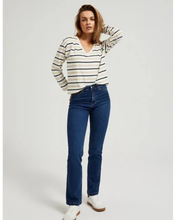 Jeansi din denim drepti, albastri, Albastru