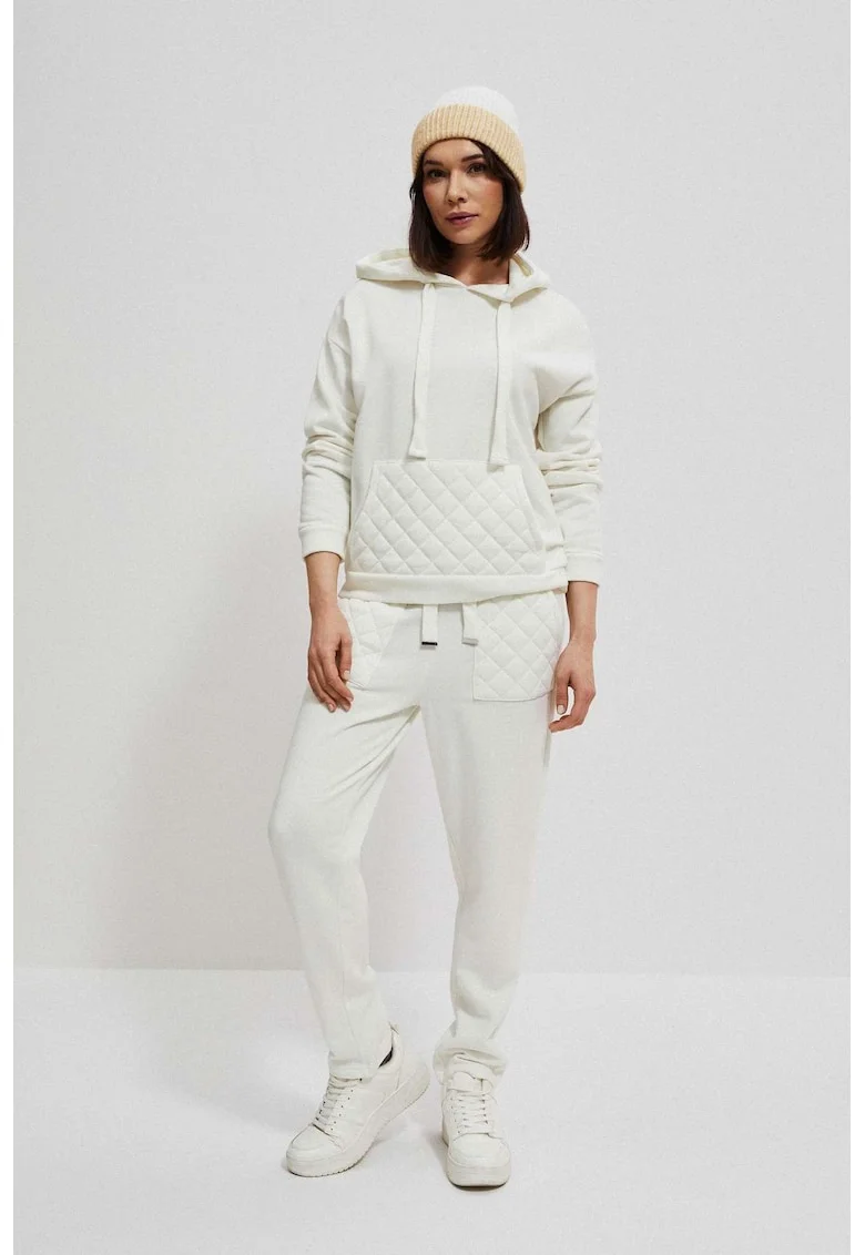 Pantaloni de trening cu buzunare matlasate, Ecru