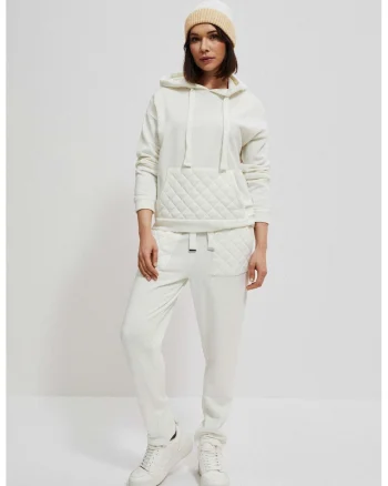 Pantaloni de trening cu buzunare matlasate, Ecru