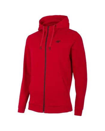 Hanorac sport  rosu, bumbac, croiala regulata, gluga cu snur