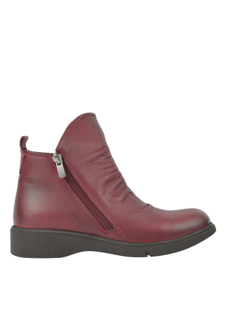 Ghete casual, dama,  D70-2003 bordo, piele naturala, Visiniu
