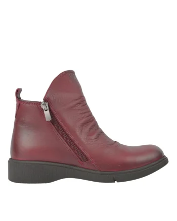 Ghete casual, dama,  D70-2003 bordo, piele naturala, Visiniu