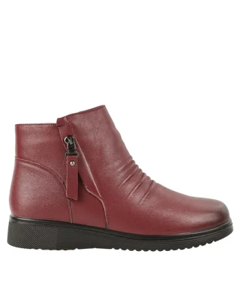 Ghete casual, dama,  231123, bordo, piele naturala, Visiniu