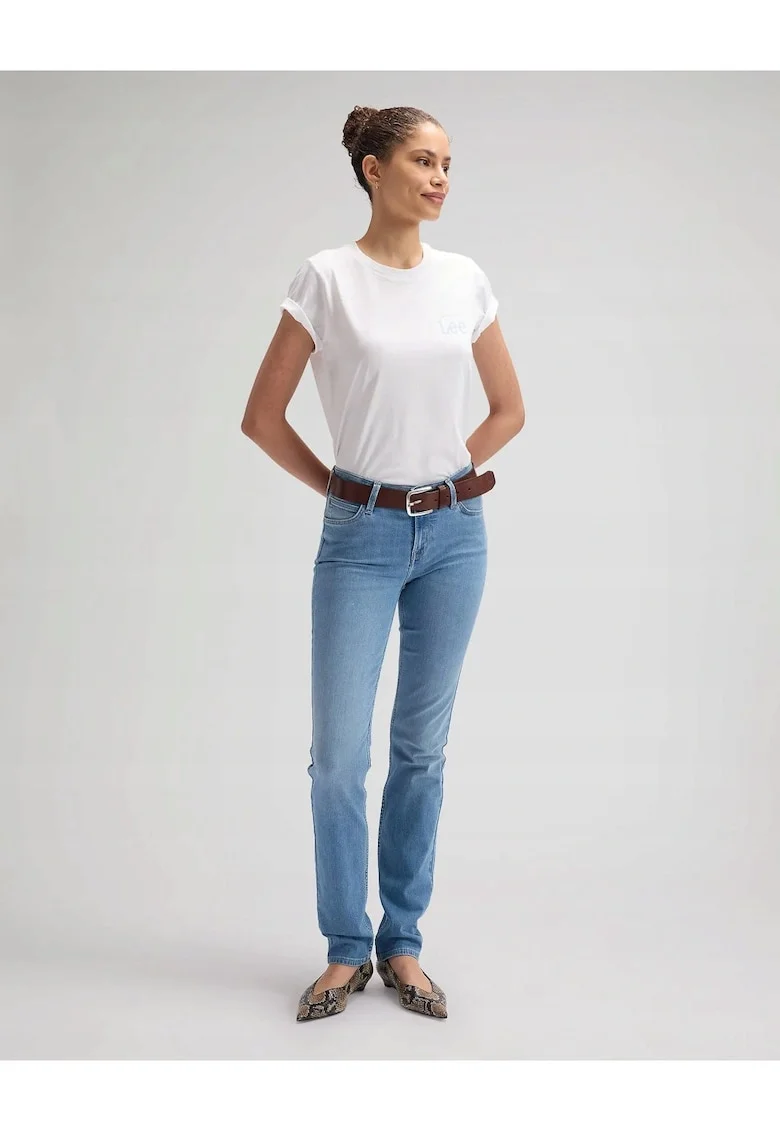 Pantaloni De Dama,  Marimea 27/31, Albastru, Marion, Croiala Straight Fit, Talie Medie, Compozitie 98% Bumbac, 2% Elastan