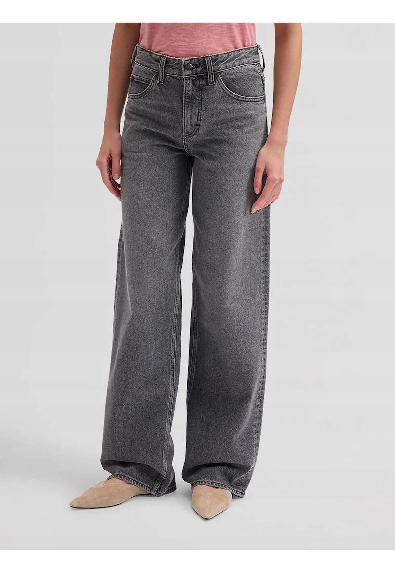 Pantaloni De Dama,  Marimea 27/31, Gri, Rider Loose, Croiala Loose Fit, Talie Medie, Craci Largi, Inchidere Fermoar