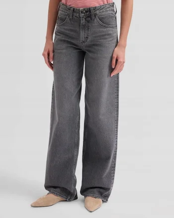 Pantaloni De Dama,  Marimea 27/31, Gri, Rider Loose, Croiala Loose Fit, Talie Medie, Craci Largi, Inchidere Fermoar
