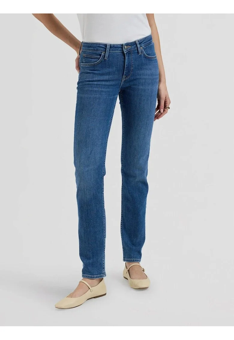 Pantaloni De Dama,  Marimea 27/31, Albastru, Elly, Croiala Slim Fit, Model Conic Ajustat, Talie Medie Regulara, Fermoar