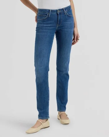 Pantaloni De Dama,  Marimea 27/31, Albastru, Elly, Croiala Slim Fit, Model Conic Ajustat, Talie Medie Regulara, Fermoar
