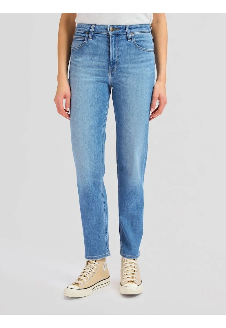 Pantaloni Dama,  Carol, 27/29, Croi Drept, Stil Drept, Regulamentar, Inaltimea Taliei Inalta, Inchidere Fermuar, Albastru