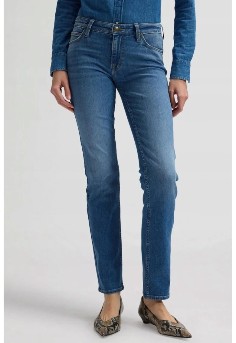 Pantaloni De Dama,  Marimea 27/31, Albastru, Elly, Croiala Slim Fit, Model Conic Ajustat, Talie Medie Regulara, Fermoar