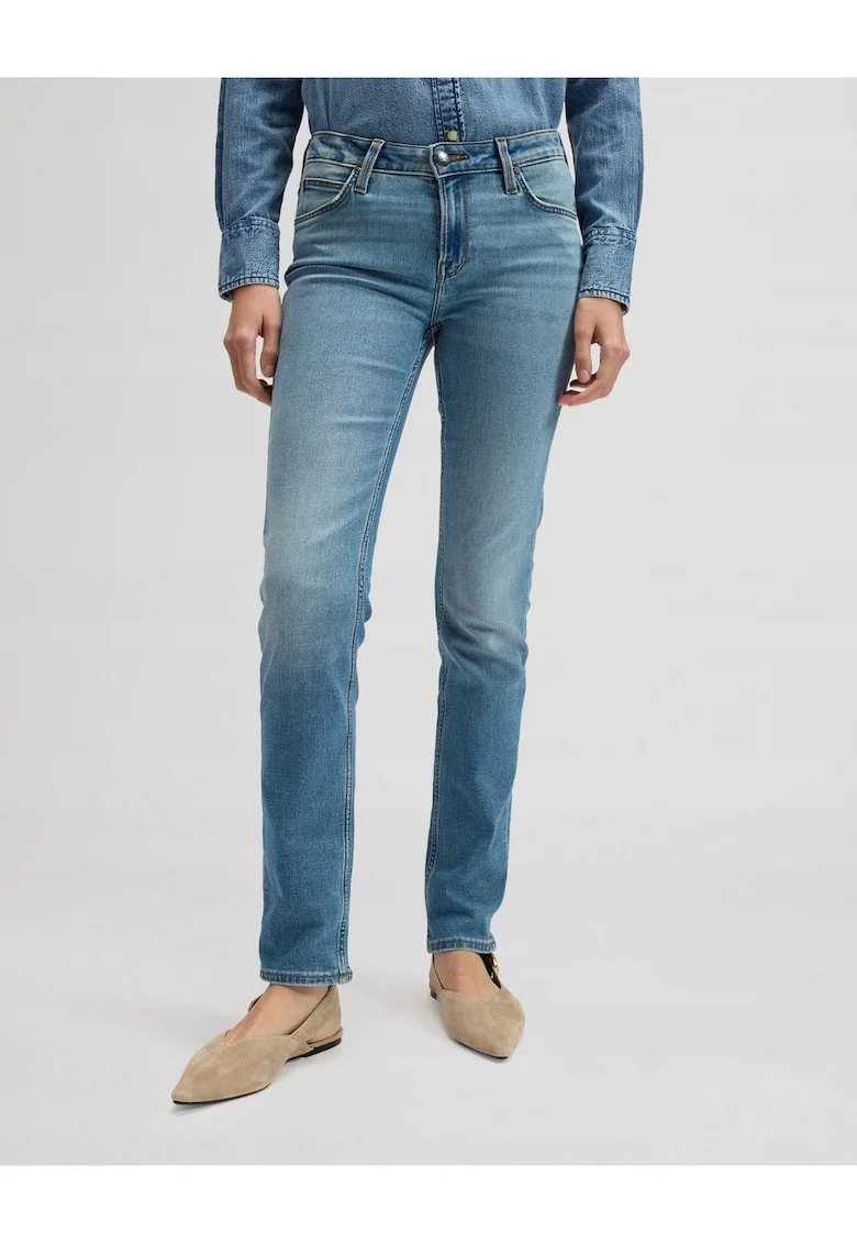 Pantaloni De Dama,  Marimea 29/31, Albastru, Elly, Croiala Slim Fit, Model Conic Ajustat, Talie Medie Regulara, Fermoar