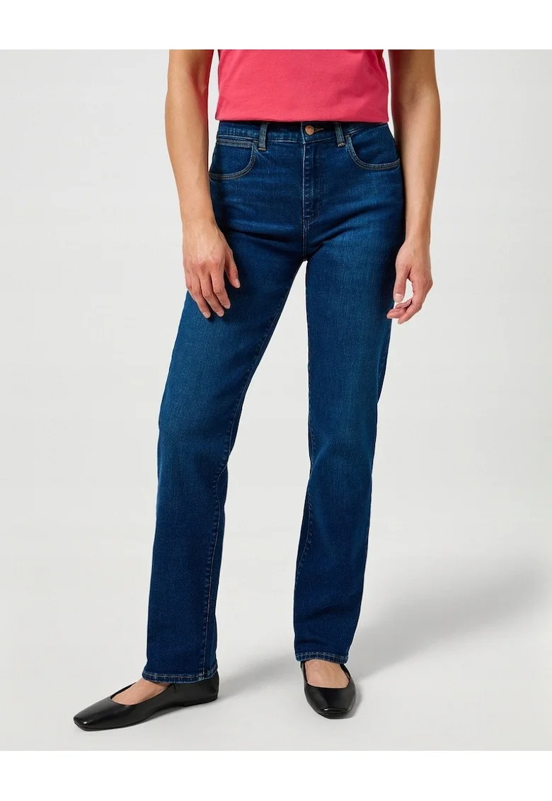 Pantaloni Dama,  Drepti, 27/30, Culoare Albastru, Croi Straight Fit, Stil Drept, Regulamentar, Inaltime Talie Medie, Regulamentara, Albastru