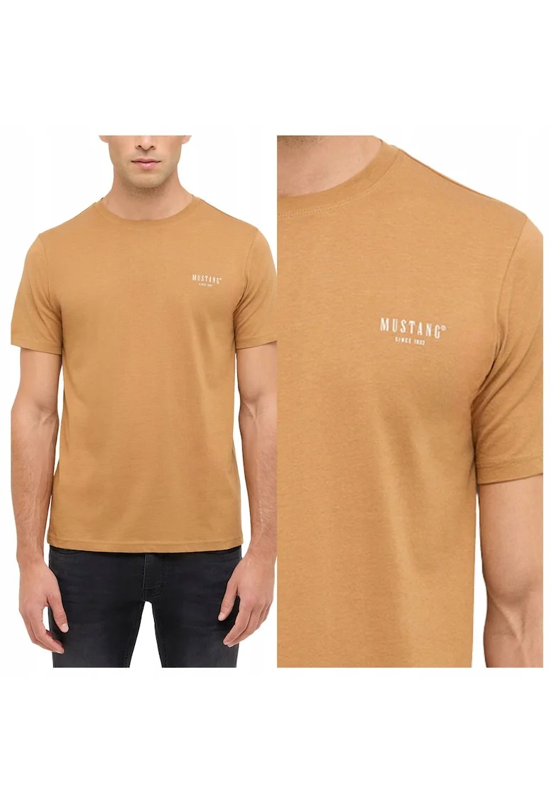 Tricou Barbati,  Maro, 100% Bumbac, Croiala Regular Fit, Design Clasic Casual, Calitate Premium, Style Austin Chipmunk, Maro cafeniu