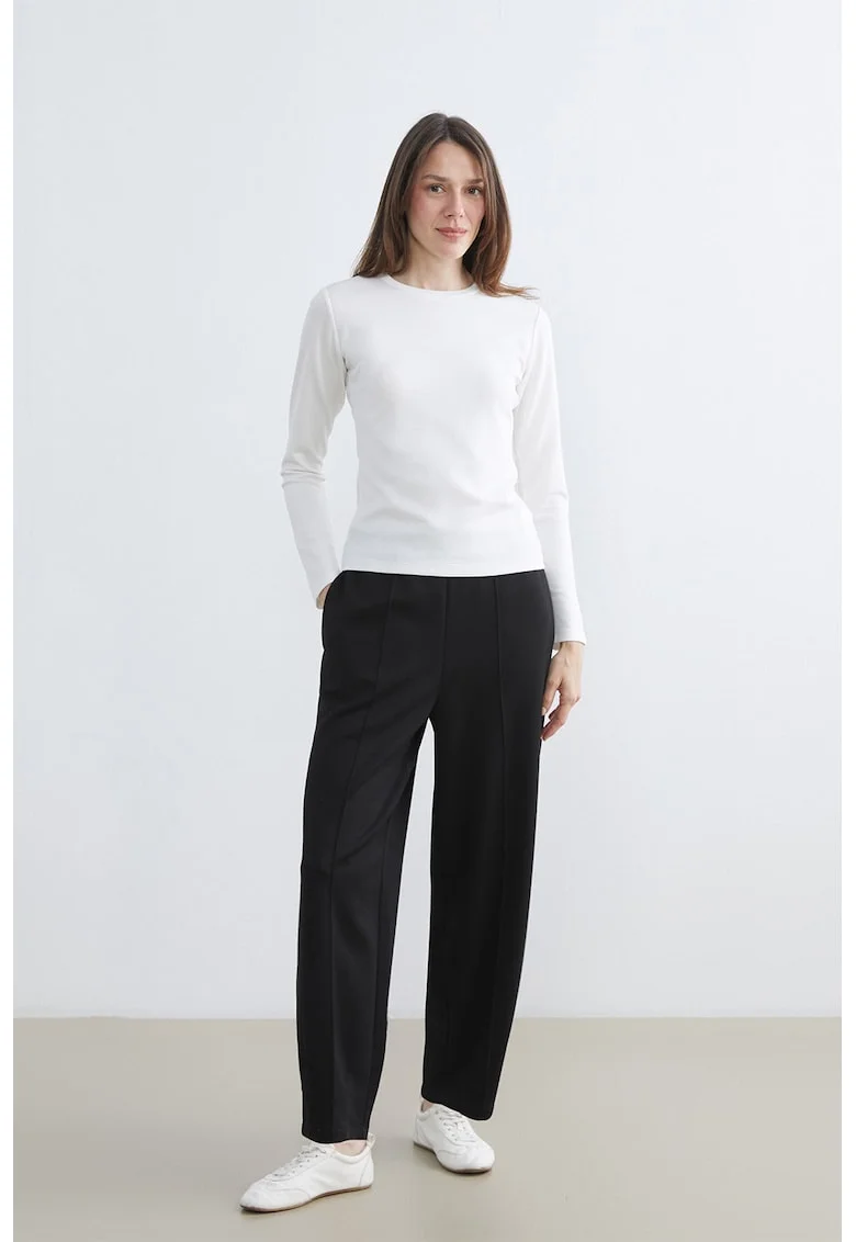 Pantaloni de trening catifelati cu croiala dreapta, Negru