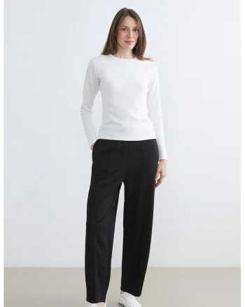 Pantaloni de trening catifelati cu croiala dreapta, Negru