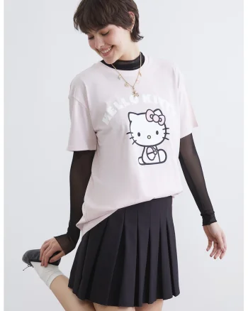 Tricou din bumbac cu imprimeu cu Hello Kitty, Alb/Roz deschis