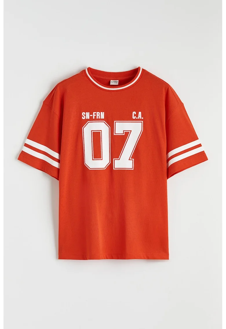 Tricou lejer din bumbac, Rosu/Alb murdar