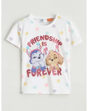 Tricou din amestec de bumbac cu imprimeu, Alb