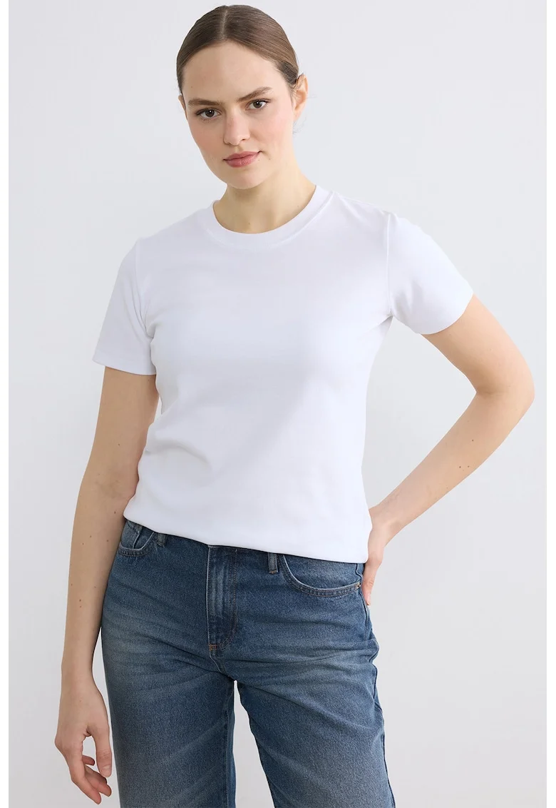 Tricou slim fit din bumbac, Alb