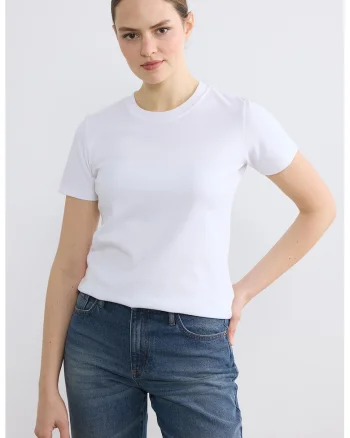Tricou slim fit din bumbac, Alb
