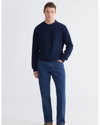 Blugi uni regular fit, Bleumarin