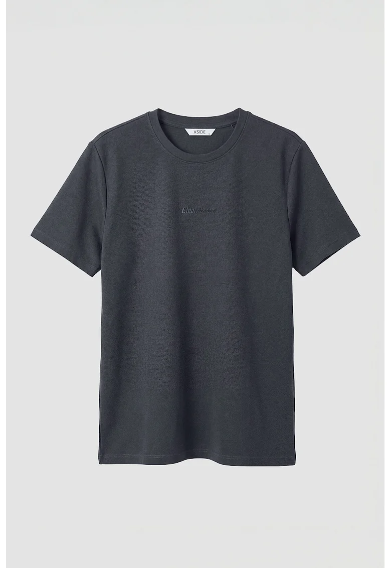 Tricou uni din amestec de bumbac, Gri antracit